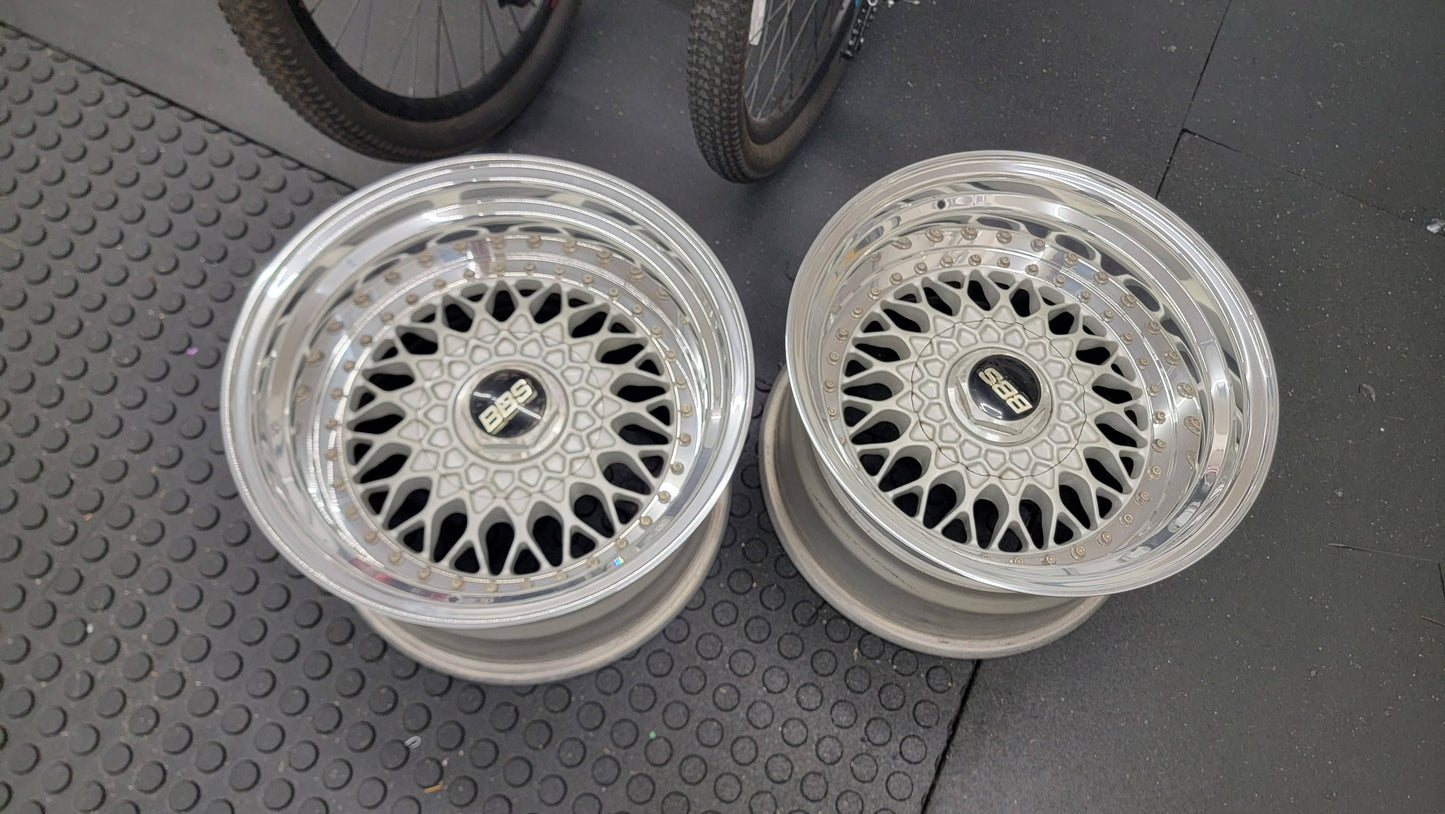 Complete BBS RS 5x112 Wheel Tire Combo with Center Caps and Hardware 16x8 16x10 Staggered Wheels Tires Adapters Bolts for R129